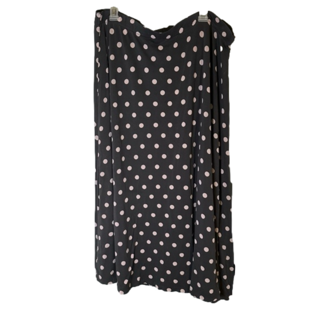 BODEN Size 16L Gray and Pink Polka Dot Flare Skirt